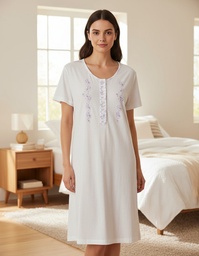 [FER827285BLA2] Camison Señora Manga Corta Estampado Marcela Ferz 827285