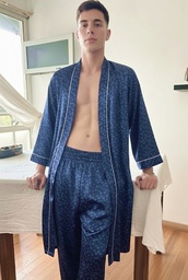 Bata De Hombre Seda Satén Italiano Raso Nicolle Naira 1 30