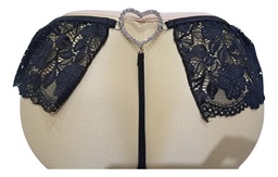 [DIV1150NEGU] Tanga Hilo Strass Corazón Con Encaje Pollerita Sexy Erotica