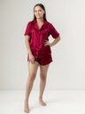 Pijama De Raso Satén Manga Corta Pantalón Corto Con Botones 402