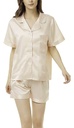 Pijama De Raso Satén Manga Corta Pantalón Corto Con Botones 402