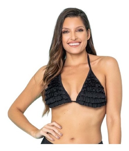 Bikini Triangulo Malla Corpiño Con Volados Bianca Ar 3061