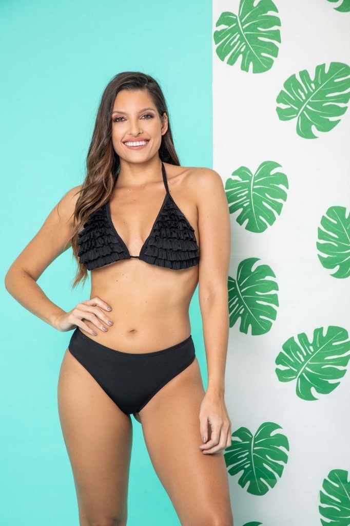 Bikini Triangulo Malla Corpiño Con Volados Bianca Ar 3061