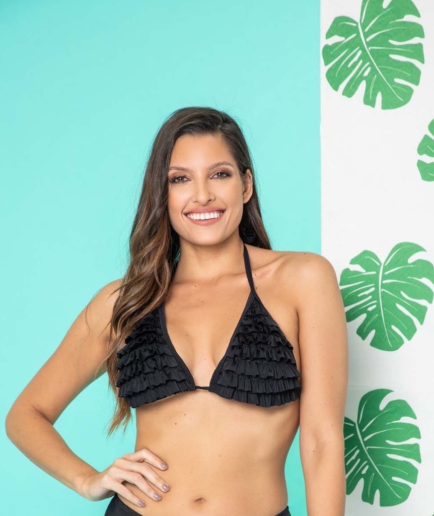 Bikini Triangulo Malla Corpiño Con Volados Bianca Ar 3061