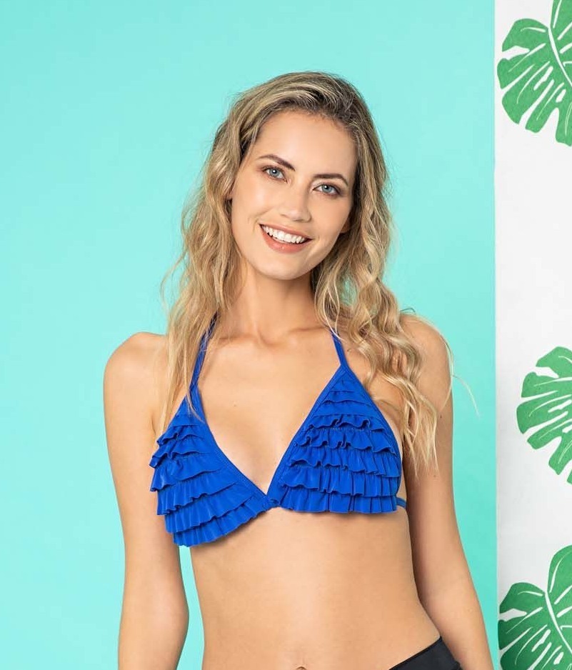 Bikini Triangulo Malla Corpiño Con Volados Bianca Ar 3061