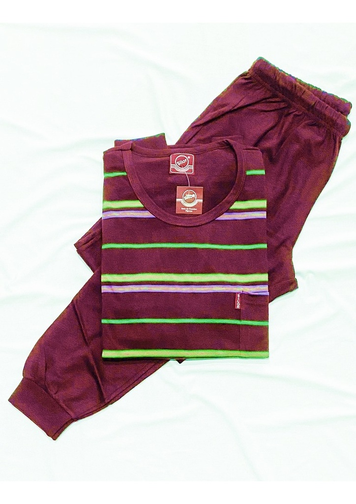 Pijama Hombre Invierno Varon Algodon Jersey Rayas Silor 2134