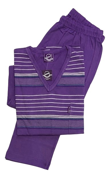 Pijama Hombre Invierno Varon Algodon Jersey Rayas Silor 1303