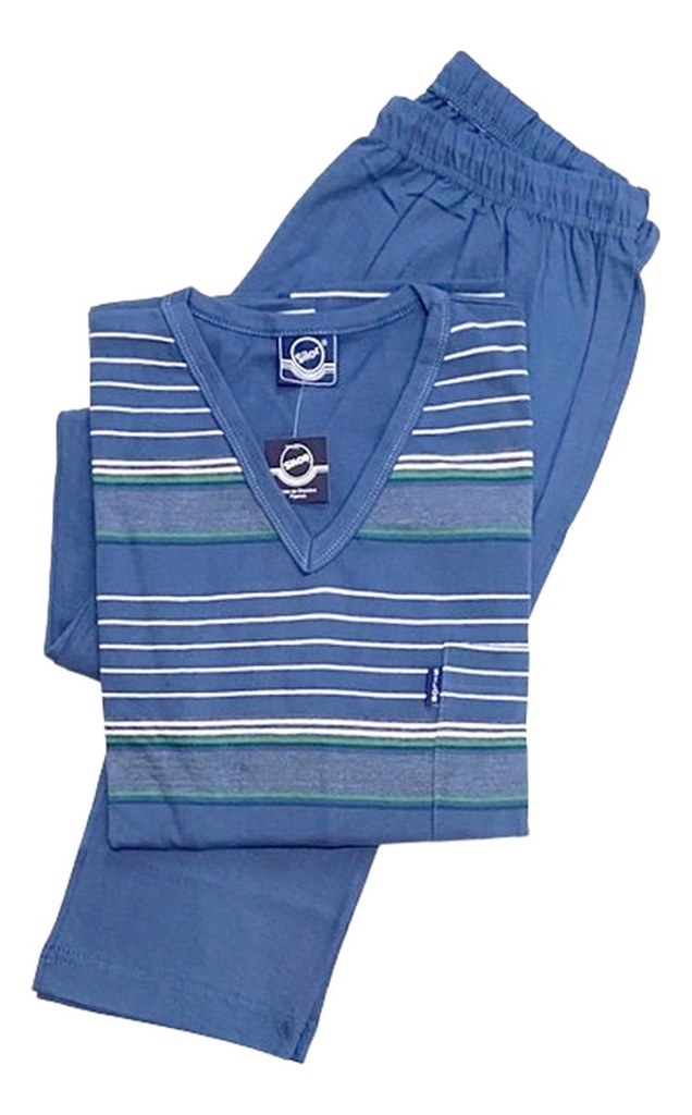 Pijama Hombre Invierno Varon Algodon Jersey Rayas Silor 2131