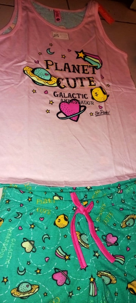 Pijama Nena Niña Musculosa Short De Verano So Pink Art 11366