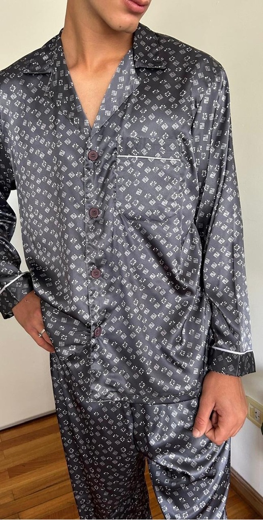 Pijama Hombre Seda Satén Raso Con Botones Nicolle Naira 1 20