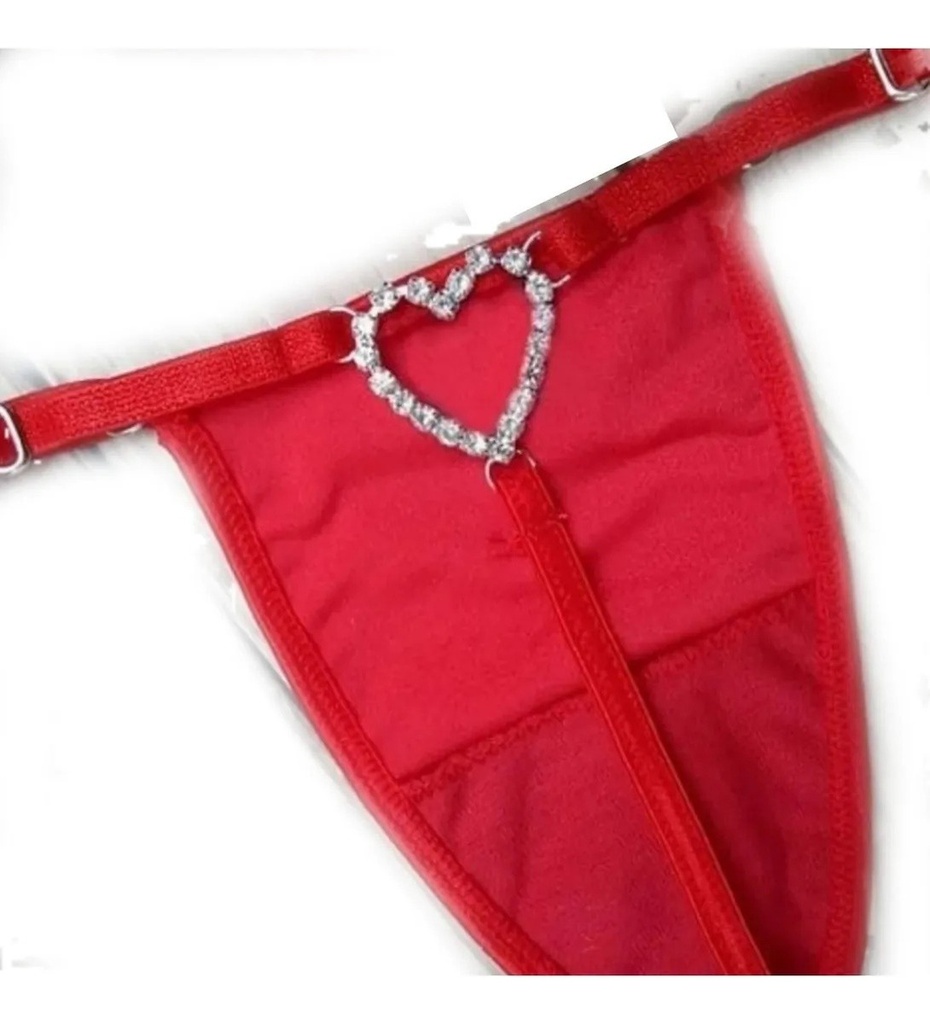 Tanga Hilo Strass Corazón Cierre Cadenas Sexy Eroticas