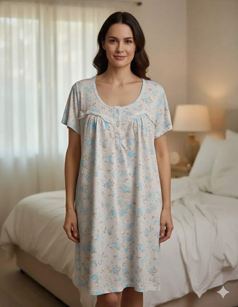 Camison Señora Manga Corta Talles Grandes Florcitas Ar 26124