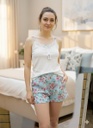 FERZ 828396 BR Y VOLADO SHORT FLORES