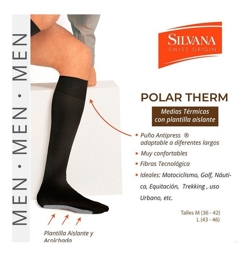 Media Termica 3/4 Hombre Therm Polar  Silvana Nueva! 0130PT