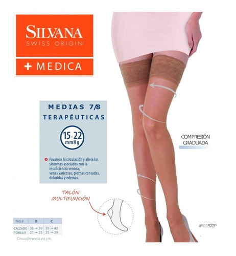 Media Compresion 15-22 Mmhg Terapeutica 7/8 Liga Silvana 