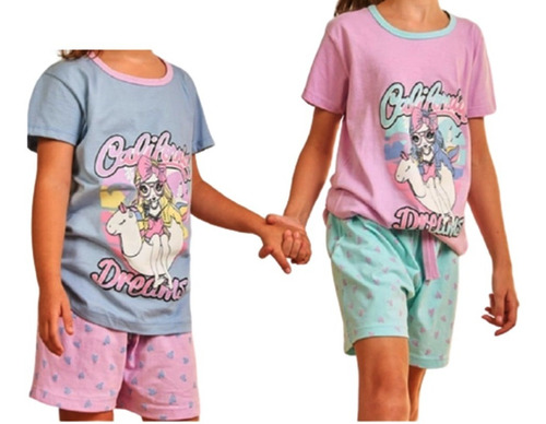 Pijama De Nena Niña Verano Manga Corta Con Short Marey 6037