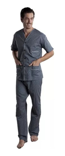 Pijama Hombre Manga Corta Pantalon Largo Camisero Habano 962