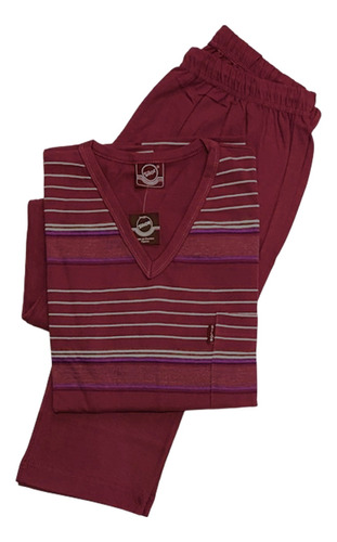 Pijama Hombre Invierno Varon Algodon Jersey Rayas Silor 2131