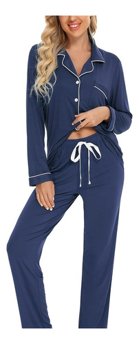 Pijama Con Botones Manga Larga Invierno Mujer Maria Pia 534