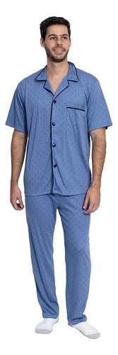 Pijama Hombre Manga Corta Pantalon Largo C Botones Silor 521