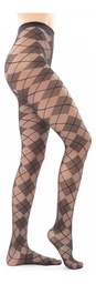 [MOR2150GRI1-2] Media Panty Mora Fantasia Rombos Escocesa Opaca Art 2150