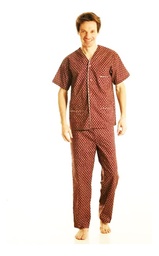 Pijama Hombre Manga Corta Pantalon Largo Camisero Habano 962